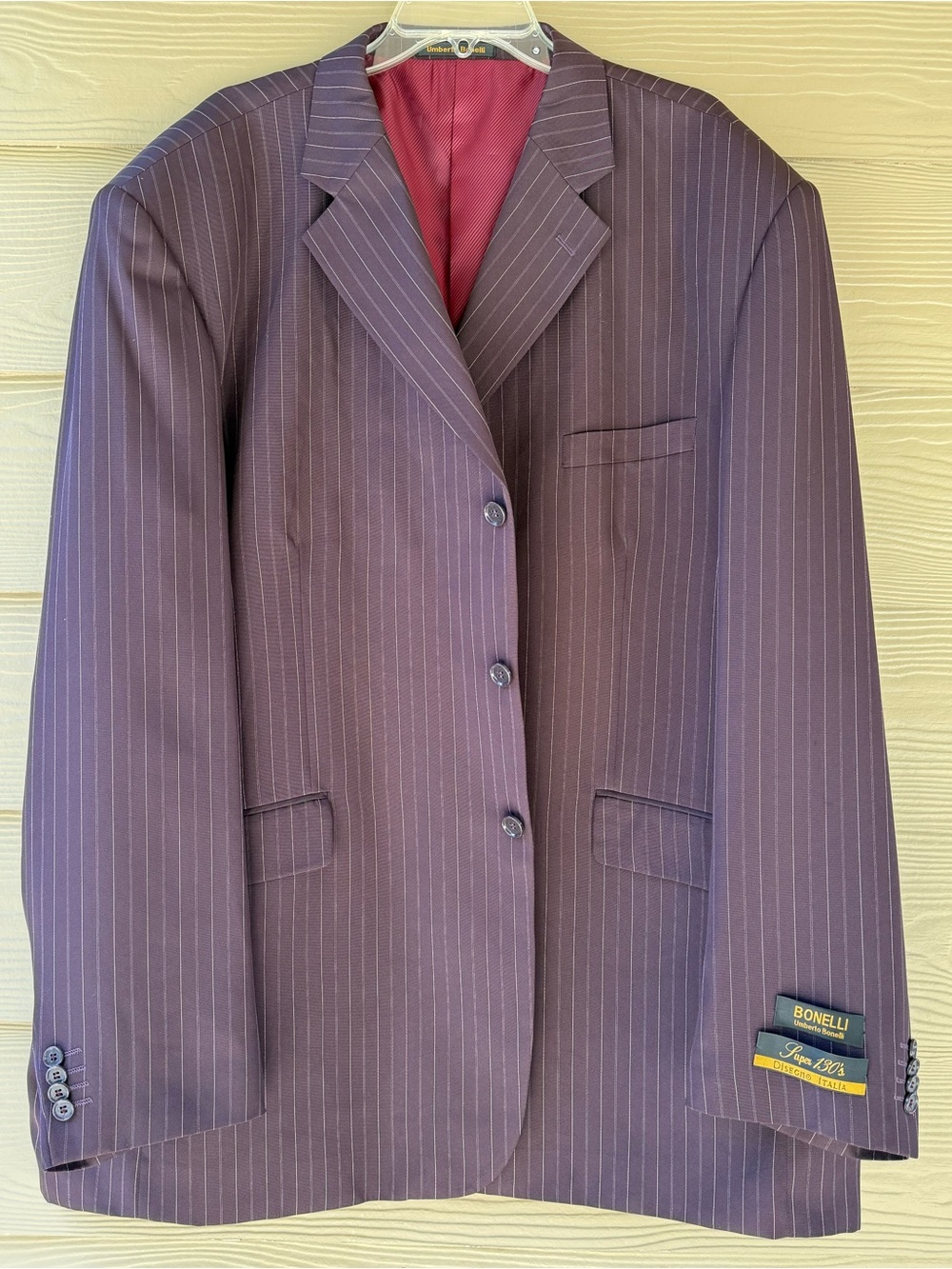 Umberto Bonelli Super 130's Men's Brown Pinstripe Sports Coat Blazer Size 58L - Picture 3 of 15